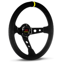 SAAS Steering Wheel Suede 14" ADR GT Deep Dish Black With Holes + Indicator SWGT1