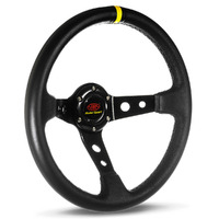 SAAS Steering Wheel Leather 14" ADR GT Deep Dish Black With Holes + Indicat SWGT2