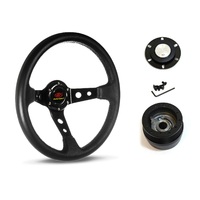 SAAS Steering Wheel Leather 14" ADR GT Deep Dish Black With Holes SWGT3 and SAAS boss kit for Chevrolet Camaro 1967