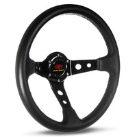 SAAS Steering Wheel Leather 14" ADR GT Deep Dish Black With Holes SWGT3