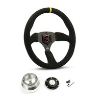 SAAS Steering Wheel Suede 14" ADR Tokyo Motorsport Black Spoke + Indicator SWMS2 and SAAS billet boss kit for Holden Commodore VB VC VH 1980-1984