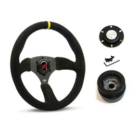 SAAS Steering Wheel Suede 14" ADR Tokyo Motorsport Black Spoke + Indicator SWMS2 and SAAS boss kit for Holden Commodore VS Only 1995-1997