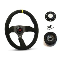 SAAS Steering Wheel Suede 14" ADR Tokyo Motorsport Black Spoke + Indicator SWMS2 and SAAS boss kit for Holden EJ EH HD HR 1963-1967