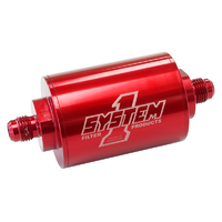 System One Pro Street Billet In-Line Fuel Filter Red 2" O.D x 4-1/2" 30 Micron