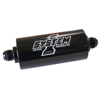 System One Medium Billet In-Line Fuel Filter Black 2" O.D x 6" 30 Micron