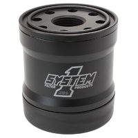 System One Spin On Oil Filter 3" Long Black Metric 3-3/4" 35 Micron S/S Filter