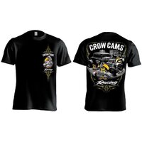 Crow Cams T-Shirt Bird Heavy Weight Cotton Black Crow Cams Print Front Logo 2XL TS-2XL