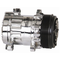 Tuff Stuff Chrome Sanden Style A/C Compressor R-12 Style 6 Groove Pulley