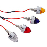 UPI Chrome Bullet License Plate Fastener With Amber LED Light (Pair)