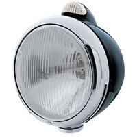 UPI Black GUIDE H4 Halogen Headlight Assembly 7" O.D With LED/Clear Lens
