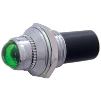 UPI Dash Indicator Light Green 12V, 3/8 O.D With Chrome Bezel