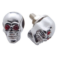 UPI Skull License Plate Bolts Chrome With Jewel Eyes (Pair)