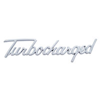 UPI Chrome "Turbocharged" Script Emblem With Studs & Clips