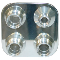 Vintage Air A/C & Heater 4-Way Square Polished Bulkhead -6 & -10 Male O-Ring