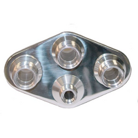 Vintage Air A/C & Heater 4-Way Diamond Polished Bulkhead -6 & -10 Male O-Ring