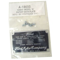 Vintique 1928-1931 Firewall Patent Plate