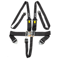 MVP Black 5-Point Latch & Link Harness SFI Approved Hans 2-3in Belts Silver Hardware & Snap Hook Ends VPR-111