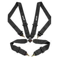 MVP Black 4-Point Cam Lock Harness FIA Approved 3in Belts Black Hardware & Snap Hook Ends VPR-120