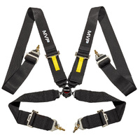 MVP Black 4-Point Cam Lock Harness FIA Approved 3in Belts Silver Hardware & Snap Hook Ends VPR-121