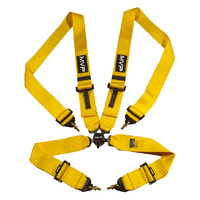 MVP Yellow 4-Point Cam Lock Harness FIA Approved 3in Belts Black Hardware & Snap Hook Ends VPR-122