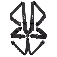 MVP Black 6-Point Cam Lock Harness SFI Approved 3in Belts Black Hardware & Bolt In Ends VPR-130