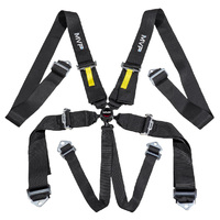 MVP Black 6-Point Cam Lock Harness SFI Approved 3in Belts Silver Hardware & Bolt In Ends VPR-131