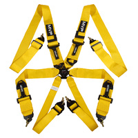 MVP Yellow 6-Point Cam Lock Harness FIA Approved 3in Belts Black Hardware & Snap Hook Ends VPR-142