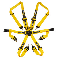 MVP Yellow 6-Point Cam Lock Harness FIA Approved Hans 2-3in Belts Black Hardware & Snap Hook Ends VPR-152