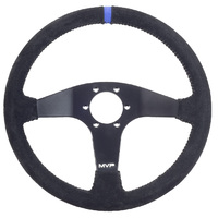 MVP Black 350mm Suede Steering Wheel Flat With Black Stitching VPR-204