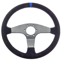 MVP Black 350mm Suede Steering Wheel Flat With Blue Stitching VPR-206