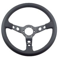 MVP Black 350mm Leather Steering Wheel Dished With Black Stitching VPR-210