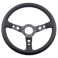 MVP Black 350mm Leather Steering Wheel Dished With Blue Stitching VPR-212