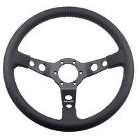 MVP Black 350mm Leather Steering Wheel Dished With Grey Stitching VPR-213