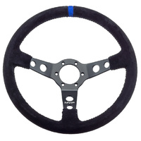 MVP Black 350mm Suede Steering Wheel Dished With Black Stitching VPR-214
