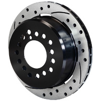 Wilwood SRP Drilled Performance Rotor & Hat R/H Rear - Black 11" O.D X .081" Thick, Bolt Circle 5 x 4.50/4.75/5.00 With Internal Park Brake WB160-1137
