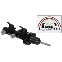 Wilwood Compact Remote Tandem Master Cylinder 15/16" Bore, Black Finish WB260-14242-BK
