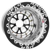 Weld Racing V-Series Rim Black Centre 15" x 13", 5" B/S With 5 x 4.50" B/C, Single Bead-Loc With M/T Tyres