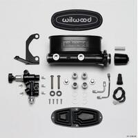Wilwood Master Cylinder Alum Tandem w/ Bracket and Valve 1.00 in. Bore Tandem Outlet Alum Black E-coat 8.76 in. Length Kit