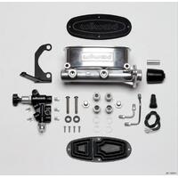 Wilwood Master Cylinder Alum Tandem w/ Bracket and Valve 1-1/8 in. Bore Tandem Outlet Alum Media Burnished 8.76 in. Length Kit
