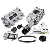 Weiand SB Chev 144 Pro-Street Supercharger Kit Polished Finish Long Nose, 10-Rib Drive Belt, Low Profile Standard Heads, Universal Kit, Teflon Rotors