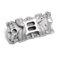 Weiand SB Chev Street Warrior Intake Manifold Non/EGR 262ci-400ci, 1955-1986 Cylinder Heads, Satin Finish