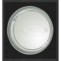 Wheel Vintiques Stainless 1942 For Ford Cap Ribbed With For Ford Script Logo, 14-15" Rim