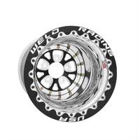 Weld Racing Wheel V-Series 15x10 Size 5x4.75 Bolt Pattern 4 in. Backspace Black Center Polished Shell Black DBL MT Each WE84B-510278MB