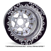Weld Racing Wheel Alumastar 15x9 Size 5X4.5 Bolt Pattern 3 Backspace Polished Center Polished Shell Black SBL MT Each WE88509206F