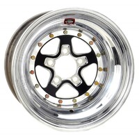Weld Racing Wheel Alumastar 15x10 Size 5x4.5 Bolt Pattern 5 in. Backspace Black Center Polished Shell Non-BL Each WE88B-510210
