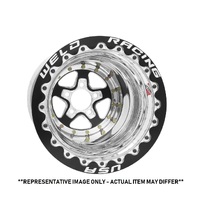 Weld Racing Wheel Alumastar 15x14 Size 5X4.5 Bolt Pattern 3 Backspace Black Center Polished Shell Black DBL MT Each WE88B-514206MB